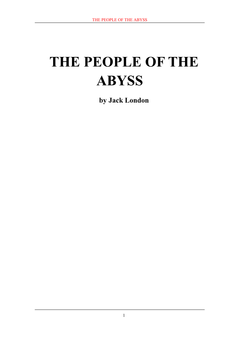 英文原著类 The People Of The Abyss 深渊居民 Pdf 淘豆网